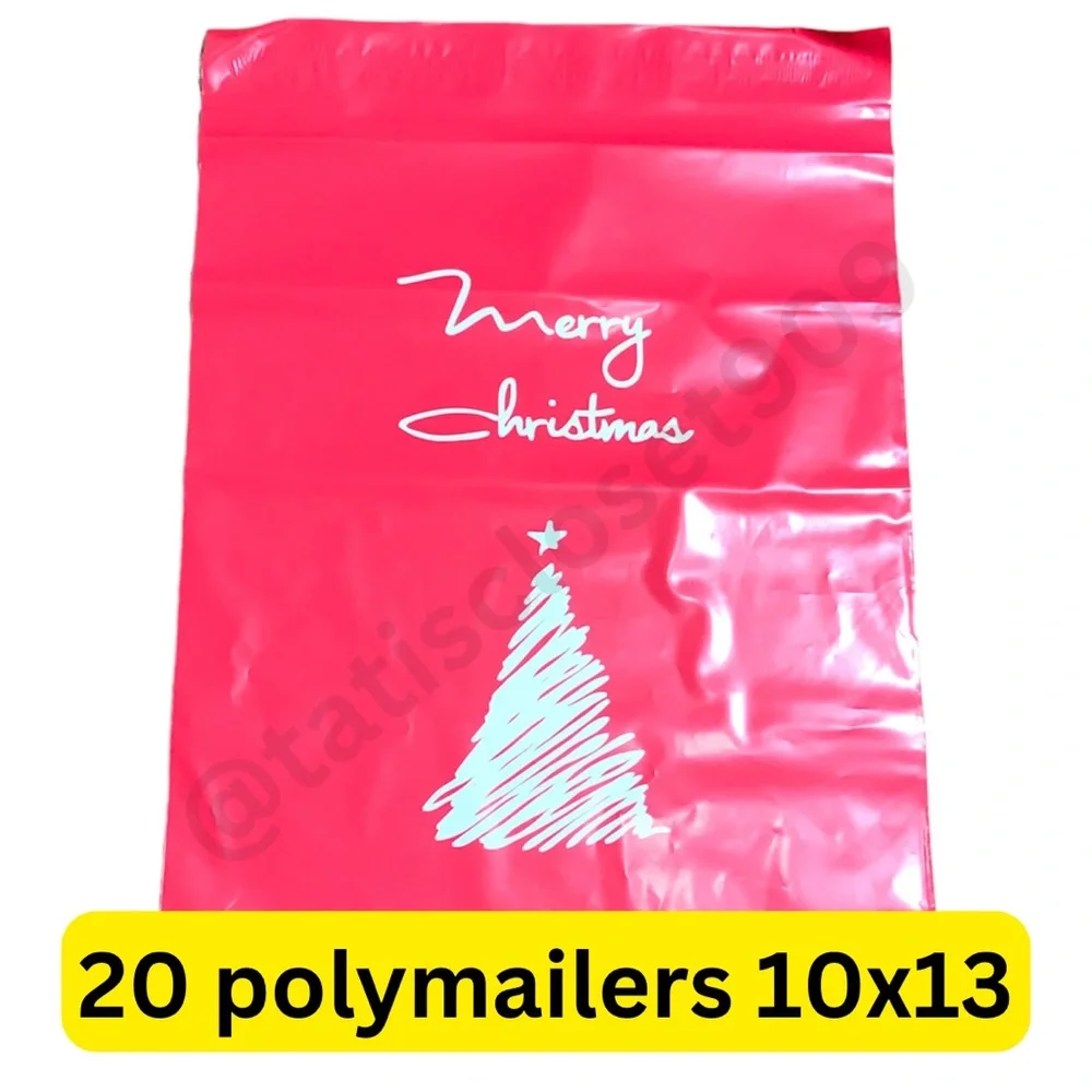20 polymailers red merry Christmas tree design size 10x13